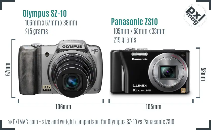 Olympus SZ-10 vs Panasonic ZS10 size comparison