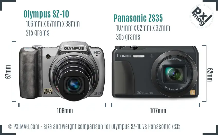 Olympus SZ-10 vs Panasonic ZS35 size comparison