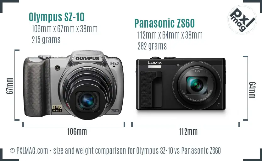 Olympus SZ-10 vs Panasonic ZS60 size comparison