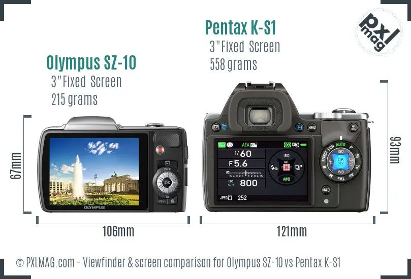 Olympus SZ-10 vs Pentax K-S1 Screen and Viewfinder comparison Olympus SZ-10 vs Pentax K-S1 Screen and Viewfinder comparison