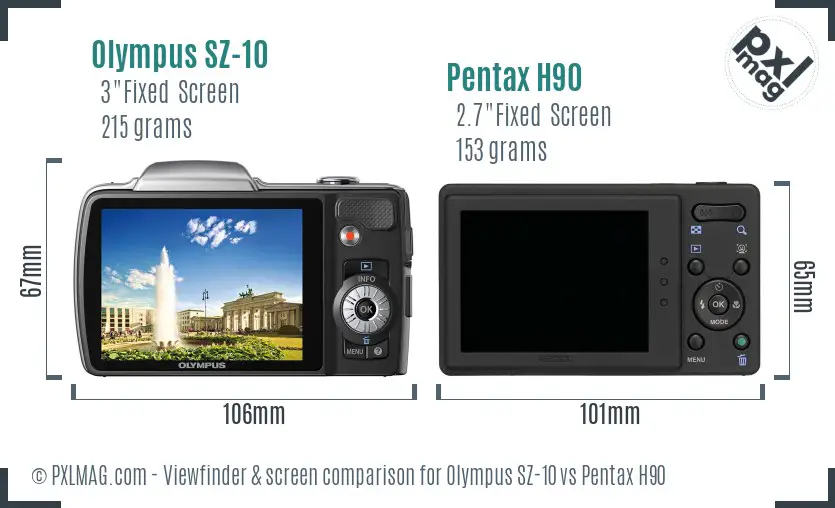 Olympus SZ-10 vs Pentax H90 Screen and Viewfinder comparison Olympus SZ-10 vs Pentax H90 Screen and Viewfinder comparison