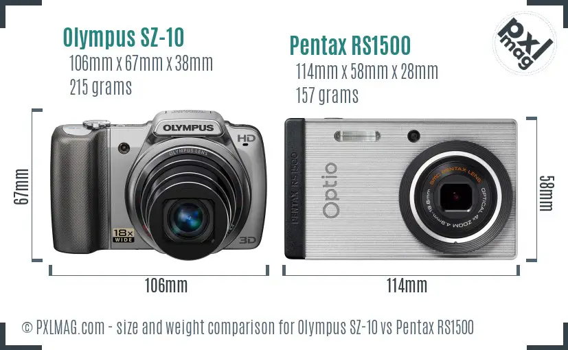 Olympus SZ-10 vs Pentax RS1500 size comparison