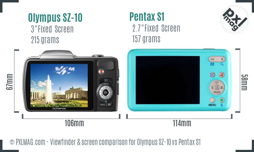 Olympus SZ-10 vs Pentax S1 Screen and Viewfinder comparison