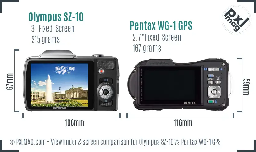 Olympus SZ-10 vs Pentax WG-1 GPS Screen and Viewfinder comparison