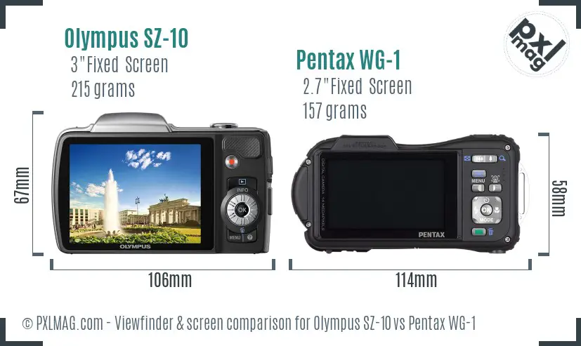 Olympus SZ-10 vs Pentax WG-1 Screen and Viewfinder comparison