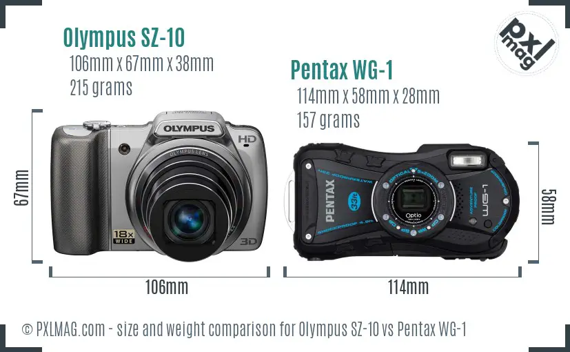 Olympus SZ-10 vs Pentax WG-1 size comparison