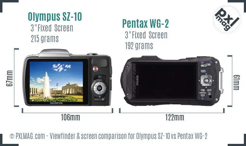 Olympus SZ-10 vs Pentax WG-2 Screen and Viewfinder comparison