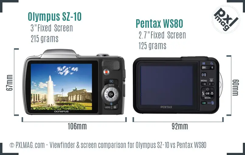 Olympus SZ-10 vs Pentax WS80 Screen and Viewfinder comparison