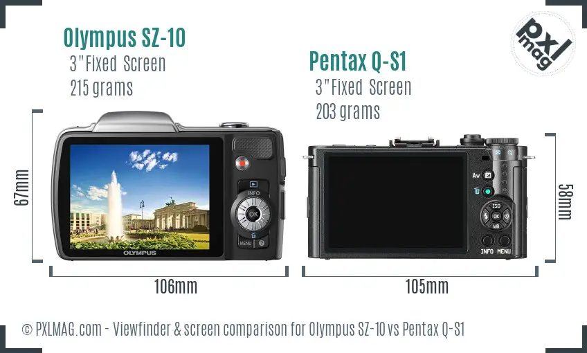 Olympus SZ-10 vs Pentax Q-S1 Screen and Viewfinder comparison