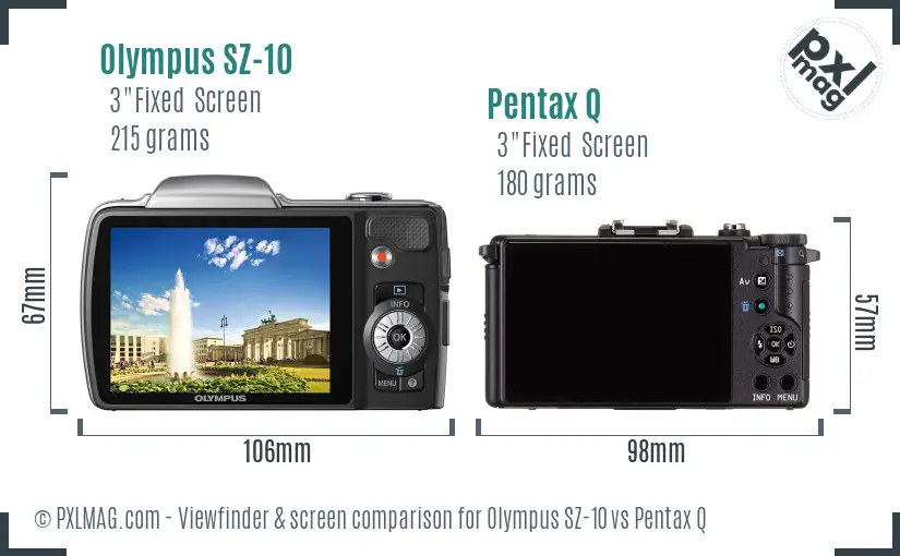 Olympus SZ-10 vs Pentax Q Screen and Viewfinder comparison