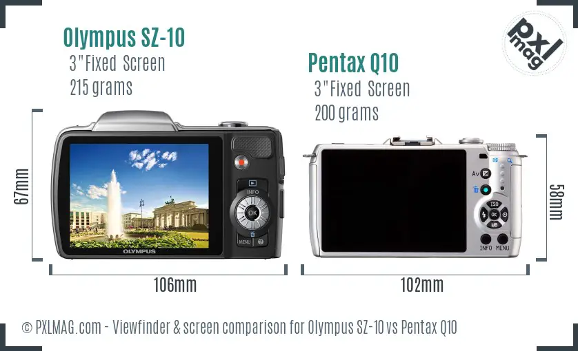 Olympus SZ-10 vs Pentax Q10 Screen and Viewfinder comparison