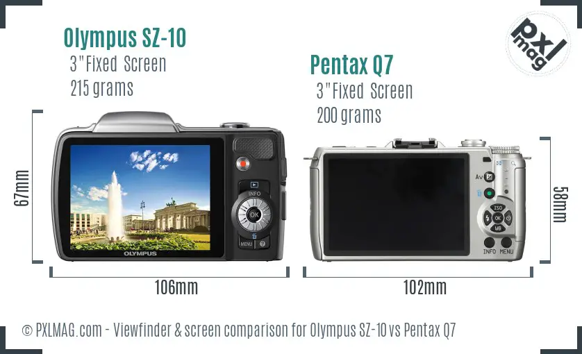 Olympus SZ-10 vs Pentax Q7 Screen and Viewfinder comparison