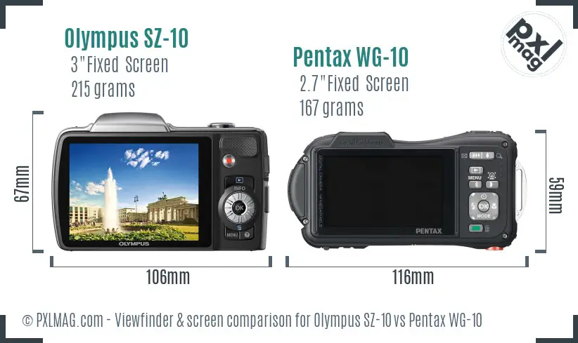 Olympus SZ-10 vs Pentax WG-10 Screen and Viewfinder comparison