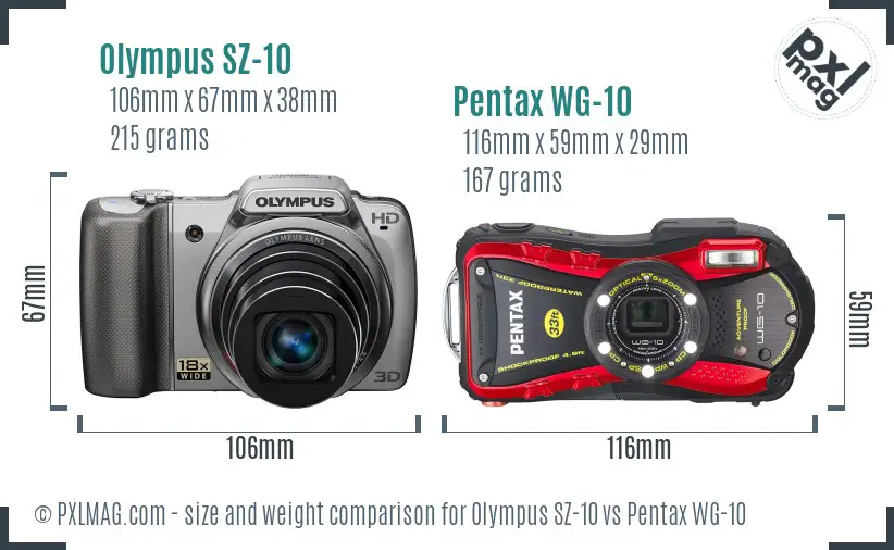 Olympus SZ-10 vs Pentax WG-10 size comparison Olympus SZ-10 vs Pentax WG-10 size comparison