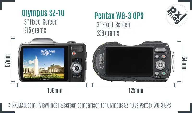 Olympus SZ-10 vs Pentax WG-3 GPS Screen and Viewfinder comparison