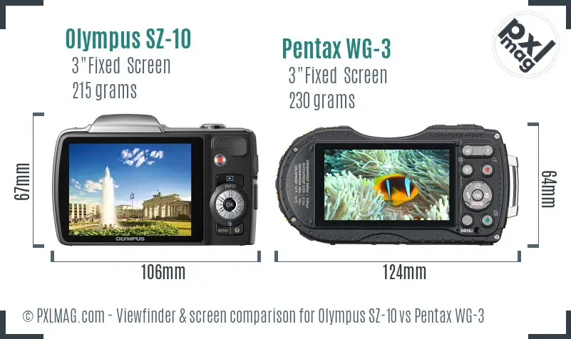 Olympus SZ-10 vs Pentax WG-3 Screen and Viewfinder comparison