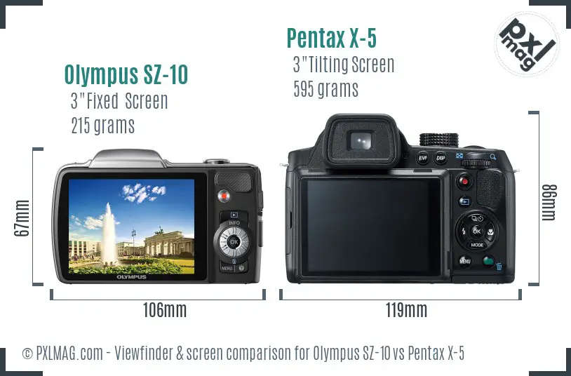 Olympus SZ-10 vs Pentax X-5 Screen and Viewfinder comparison Olympus SZ-10 vs Pentax X-5 Screen and Viewfinder comparison