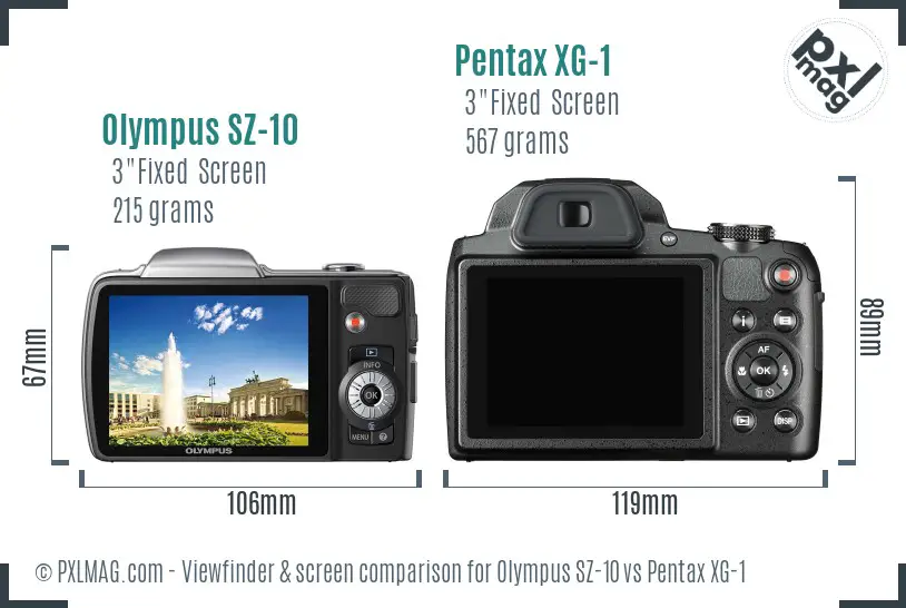 Olympus SZ-10 vs Pentax XG-1 Screen and Viewfinder comparison