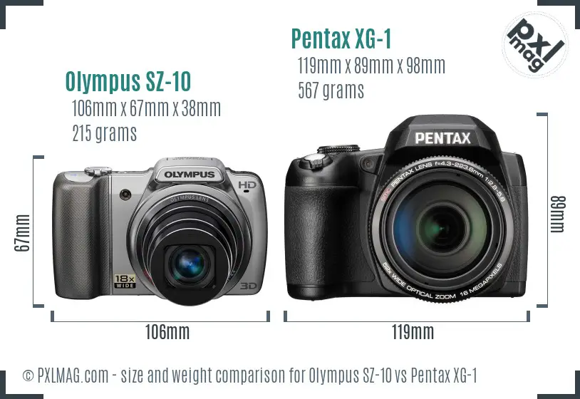 Olympus SZ-10 vs Pentax XG-1 size comparison