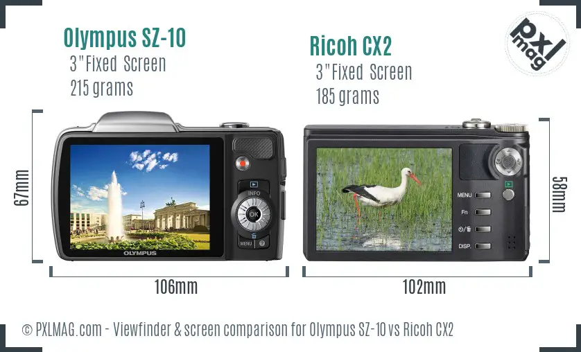 Olympus SZ-10 vs Ricoh CX2 Screen and Viewfinder comparison Olympus SZ-10 vs Ricoh CX2 Screen and Viewfinder comparison