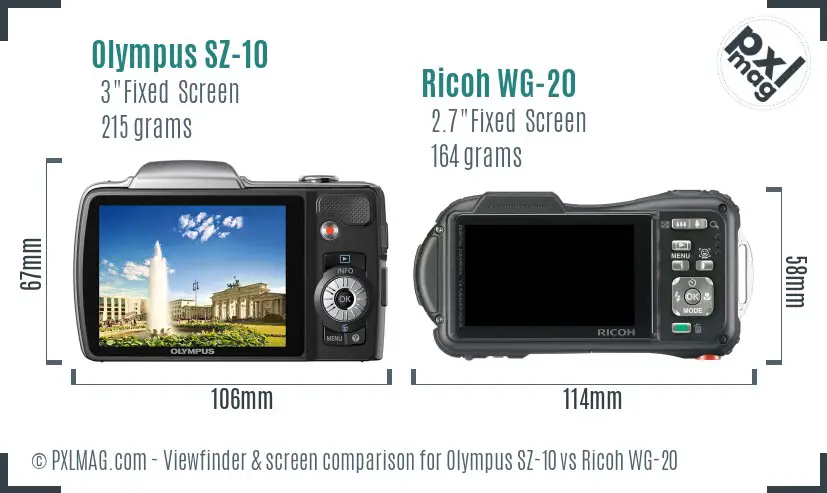 Olympus SZ-10 vs Ricoh WG-20 Screen and Viewfinder comparison