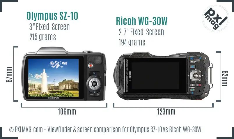 Olympus SZ-10 vs Ricoh WG-30W Screen and Viewfinder comparison