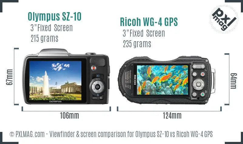 Olympus SZ-10 vs Ricoh WG-4 GPS Screen and Viewfinder comparison