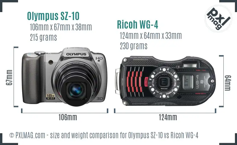 Olympus SZ-10 vs Ricoh WG-4 size comparison