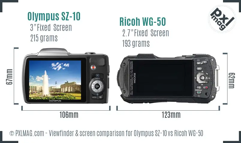Olympus SZ-10 vs Ricoh WG-50 Screen and Viewfinder comparison