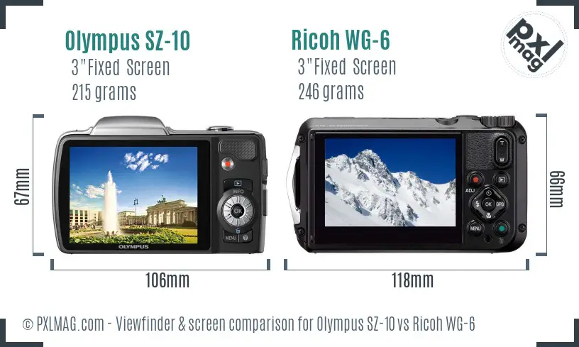 Olympus SZ-10 vs Ricoh WG-6 Screen and Viewfinder comparison Olympus SZ-10 vs Ricoh WG-6 Screen and Viewfinder comparison