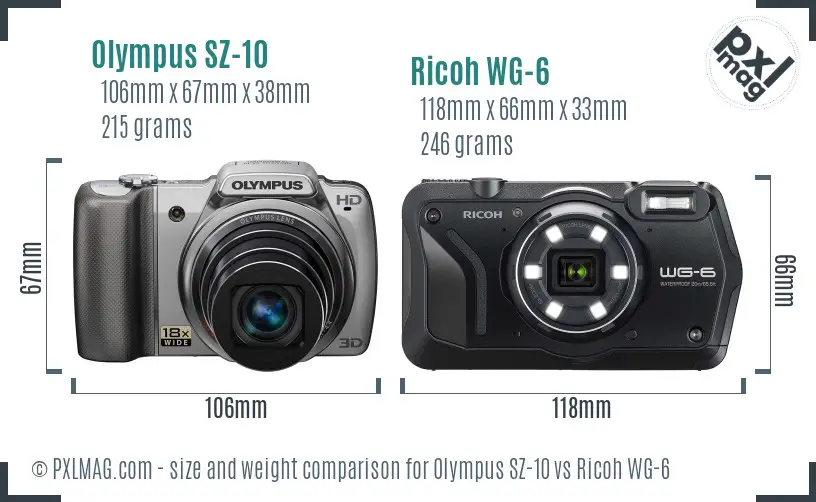 Olympus SZ-10 vs Ricoh WG-6 size comparison Olympus SZ-10 vs Ricoh WG-6 size comparison