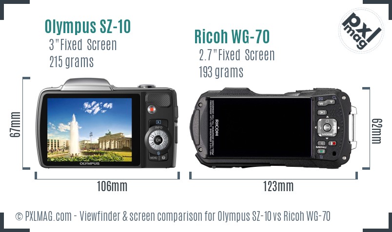 Olympus SZ-10 vs Ricoh WG-70 Screen and Viewfinder comparison