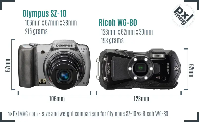 Olympus SZ-10 vs Ricoh WG-80 size comparison Olympus SZ-10 vs Ricoh WG-80 size comparison