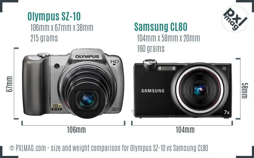 Olympus SZ-10 vs Samsung CL80 size comparison