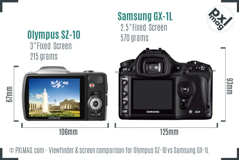 Olympus SZ-10 vs Samsung GX-1L Screen and Viewfinder comparison Olympus SZ-10 vs Samsung GX-1L Screen and Viewfinder comparison