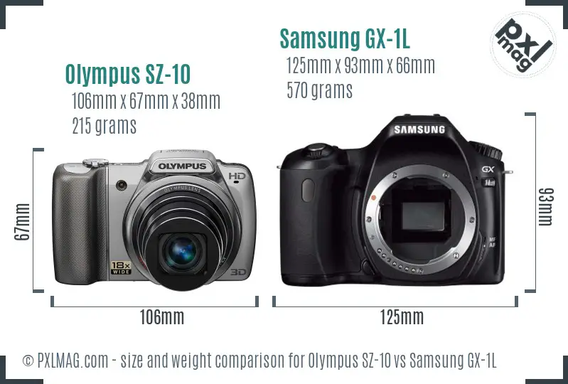 Olympus SZ-10 vs Samsung GX-1L size comparison Olympus SZ-10 vs Samsung GX-1L size comparison