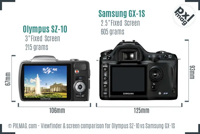 Olympus SZ-10 vs Samsung GX-1S Screen and Viewfinder comparison Olympus SZ-10 vs Samsung GX-1S Screen and Viewfinder comparison