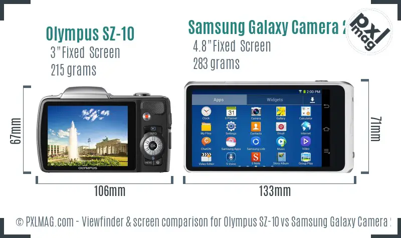 Olympus SZ-10 vs Samsung Galaxy Camera 2 Screen and Viewfinder comparison