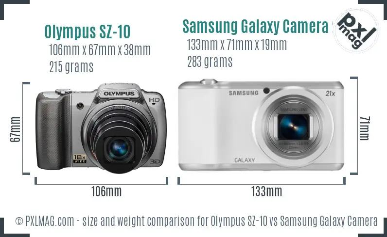 Olympus SZ-10 vs Samsung Galaxy Camera 2 size comparison