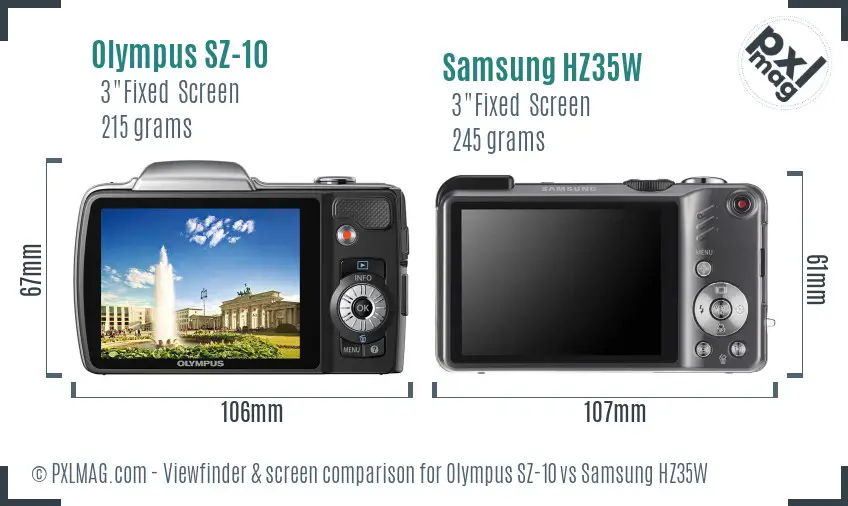 Olympus SZ-10 vs Samsung HZ35W Screen and Viewfinder comparison Olympus SZ-10 vs Samsung HZ35W Screen and Viewfinder comparison