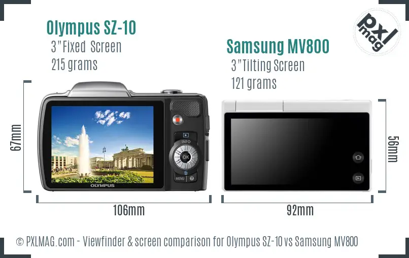 Olympus SZ-10 vs Samsung MV800 Screen and Viewfinder comparison Olympus SZ-10 vs Samsung MV800 Screen and Viewfinder comparison