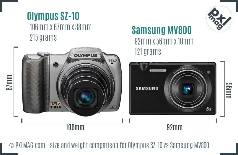 Olympus SZ-10 vs Samsung MV800 size comparison Olympus SZ-10 vs Samsung MV800 size comparison