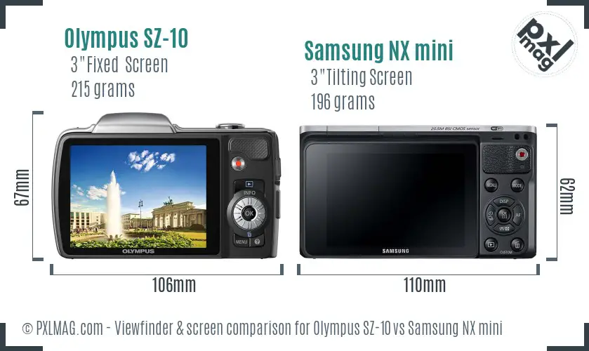 Olympus SZ-10 vs Samsung NX mini Screen and Viewfinder comparison Olympus SZ-10 vs Samsung NX mini Screen and Viewfinder comparison