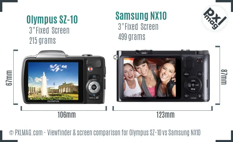 Olympus SZ-10 vs Samsung NX10 Screen and Viewfinder comparison Olympus SZ-10 vs Samsung NX10 Screen and Viewfinder comparison