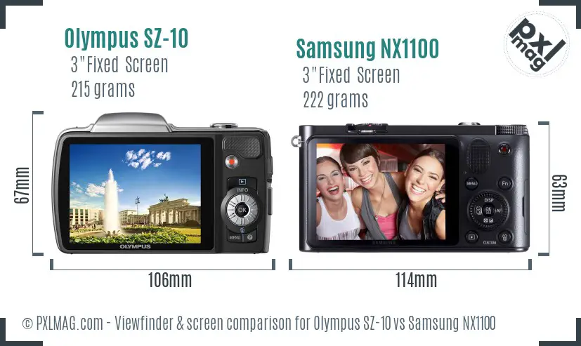 Olympus SZ-10 vs Samsung NX1100 Screen and Viewfinder comparison Olympus SZ-10 vs Samsung NX1100 Screen and Viewfinder comparison