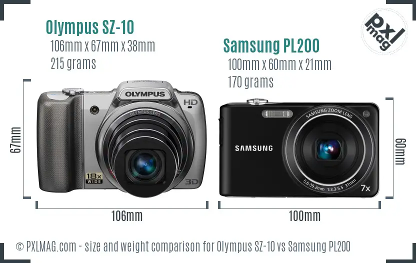 Olympus SZ-10 vs Samsung PL200 size comparison Olympus SZ-10 vs Samsung PL200 size comparison
