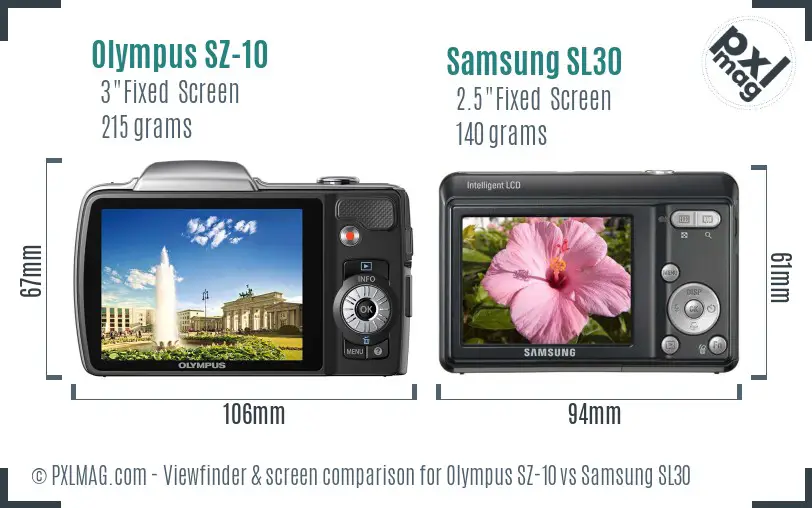 Olympus SZ-10 vs Samsung SL30 Screen and Viewfinder comparison Olympus SZ-10 vs Samsung SL30 Screen and Viewfinder comparison