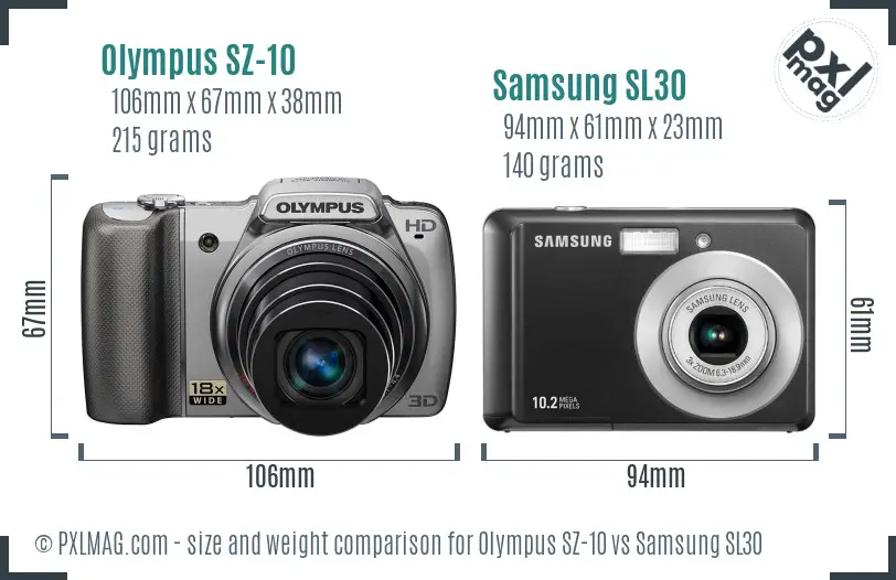 Olympus SZ-10 vs Samsung SL30 size comparison Olympus SZ-10 vs Samsung SL30 size comparison