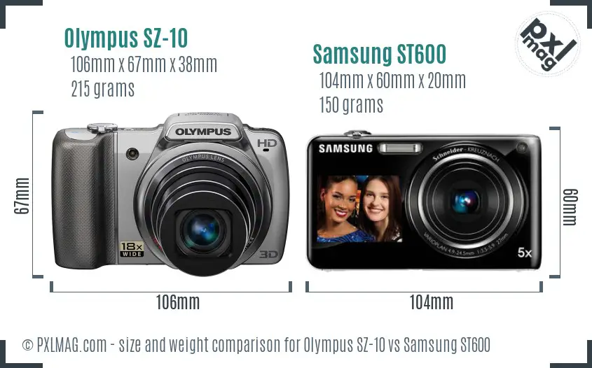 Olympus SZ-10 vs Samsung ST600 size comparison Olympus SZ-10 vs Samsung ST600 size comparison