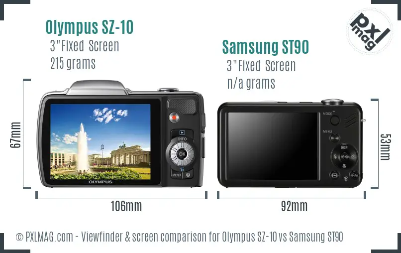 Olympus SZ-10 vs Samsung ST90 Screen and Viewfinder comparison
